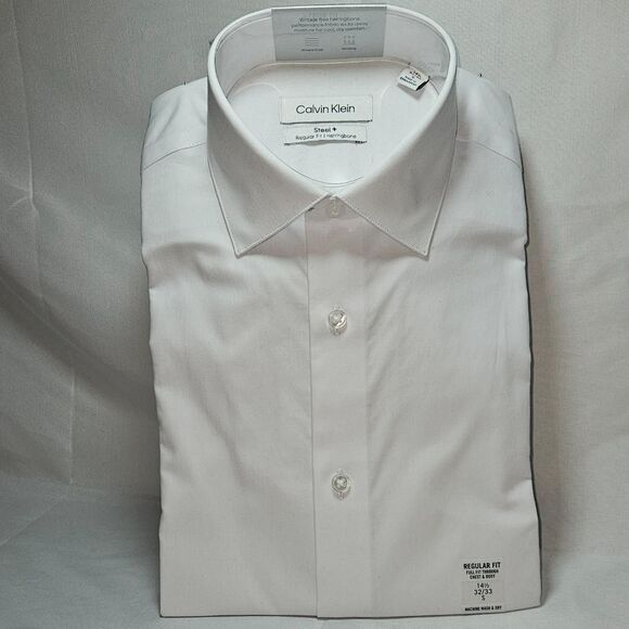 Calvin Klein Steel+ Regular Fit Dress Shirt – White – Size Small (14.5 / 32-33) - Picture 2 of 6